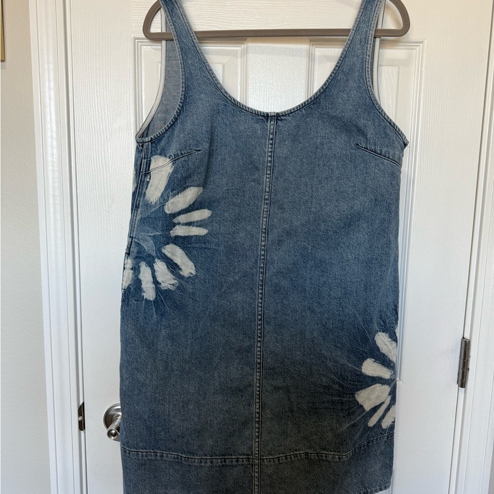 Madewell Shibori Denim Scoopneck Mini Dress EUC Large - Picture 9 of 16